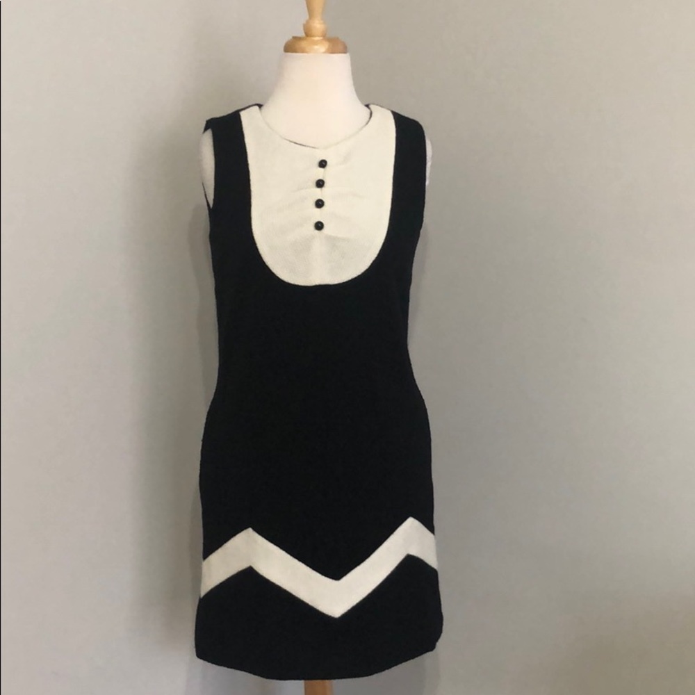 Sally Tseng ivory and black sleeveless dress, size 2